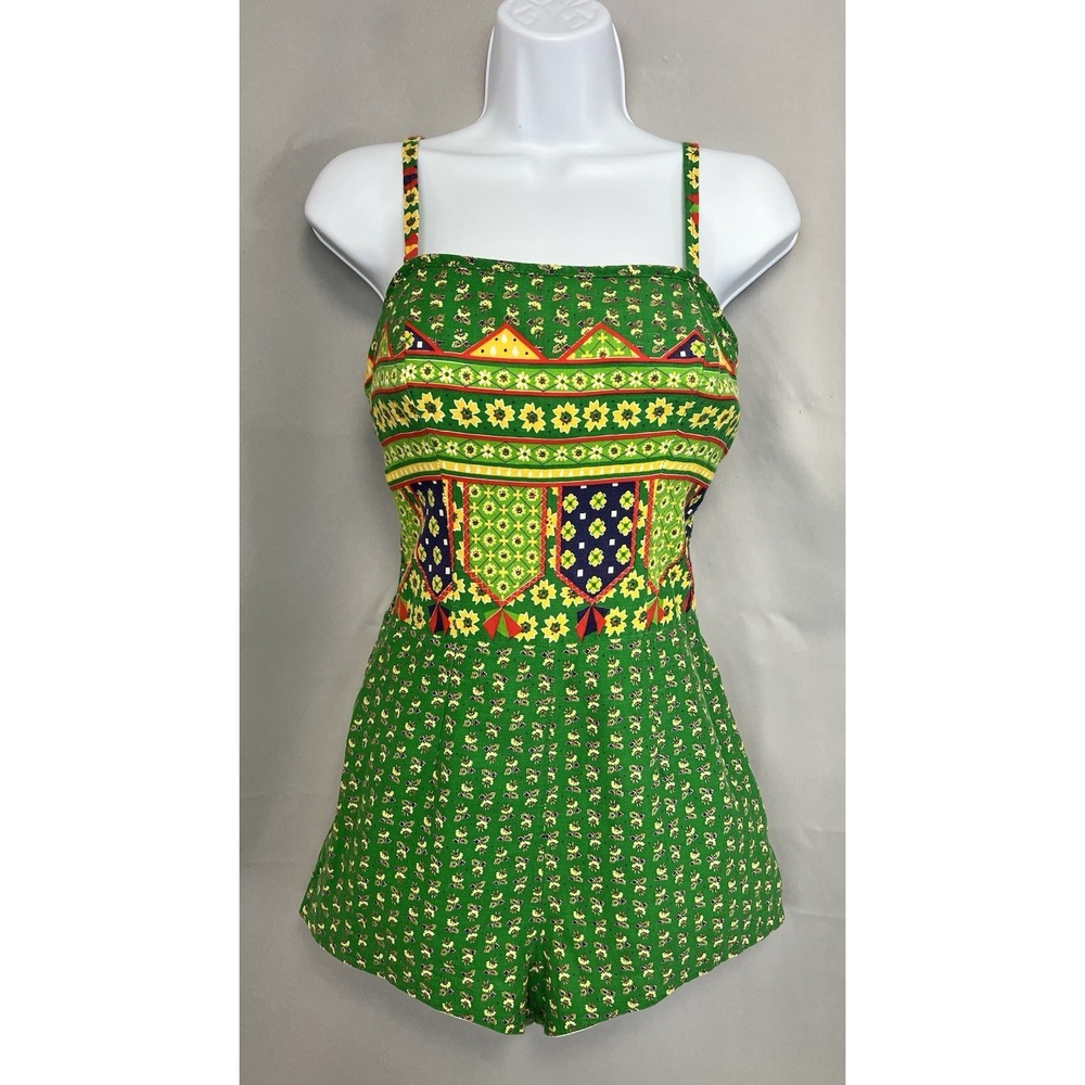 Vtg 50s 60s JC Penney Romper Playsuit Swimsuit Floral Pin‎ Up Bombshell Y2K